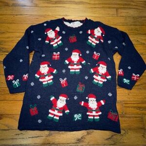 Festive Navy Blue Santa Sweater